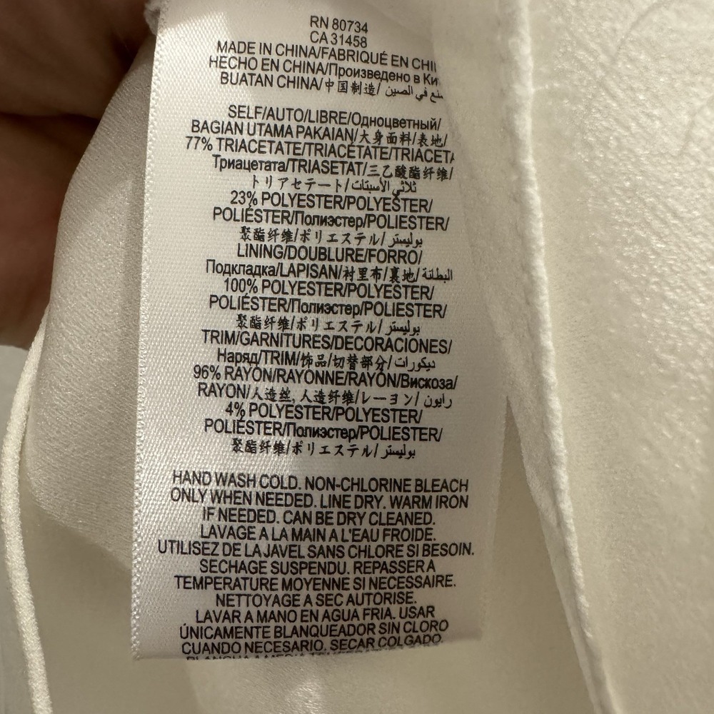 BCBG Maxazria Women's Sz M Sexy‎ Blouse White Kyleigh Fringeback Slitsleeve Top - Picture 14 of 16